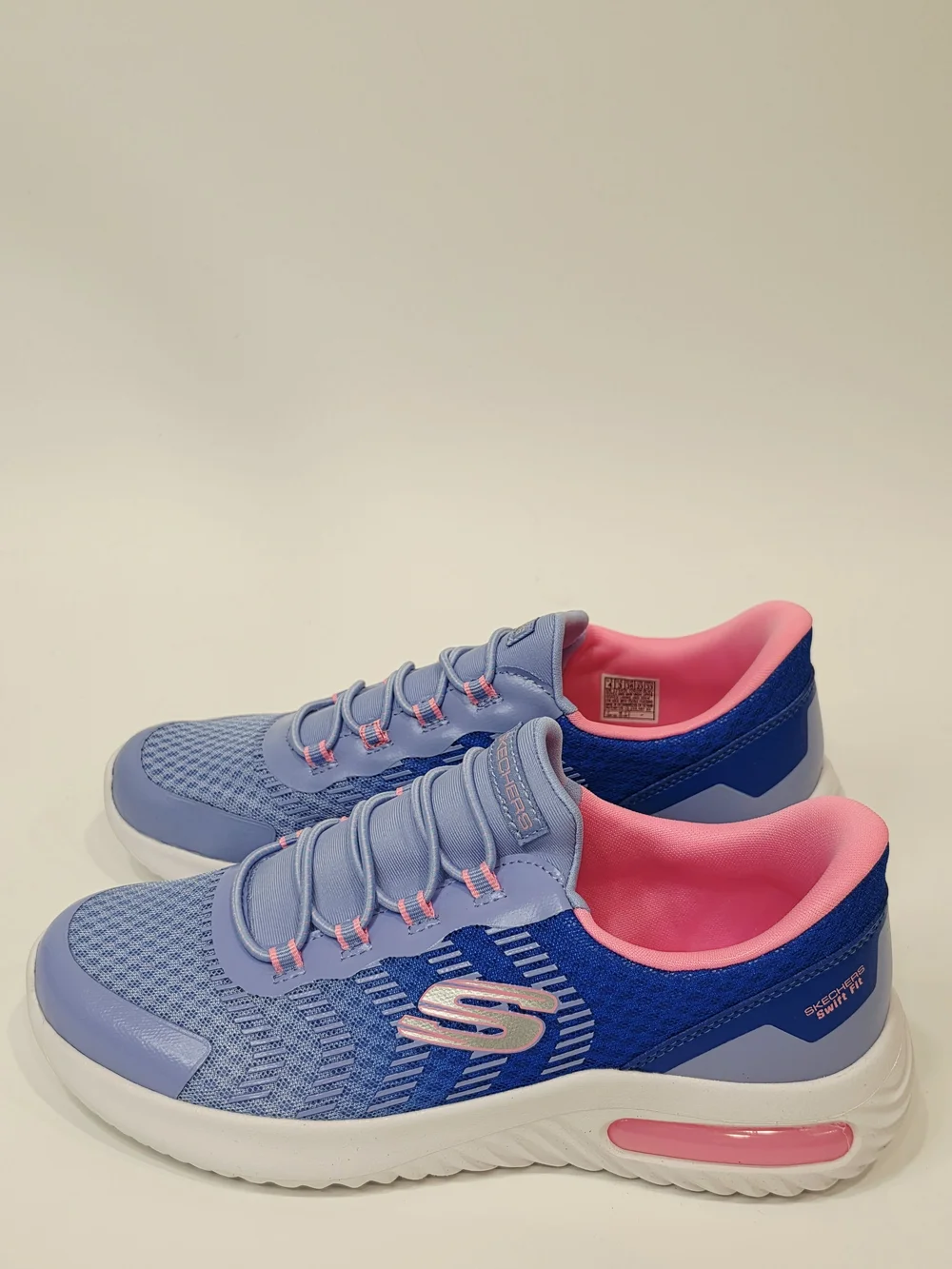 Skechers Hands Free Swift Fit Kids Light Blue and Pink Slip-On Athletic Sneakers